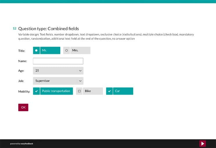Question Type: Combined Fields and Variable Questions