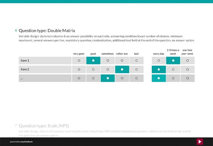 Question Type: Double Matrix Questions