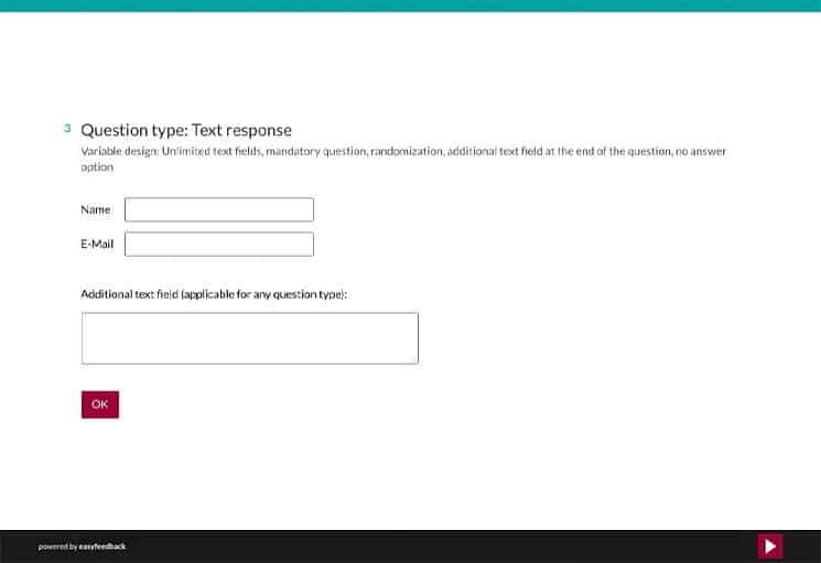 Question Type: Open Questions and Textfields