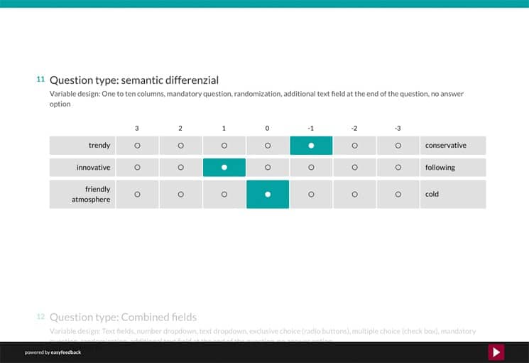 Question Type: Semantic Differenzial