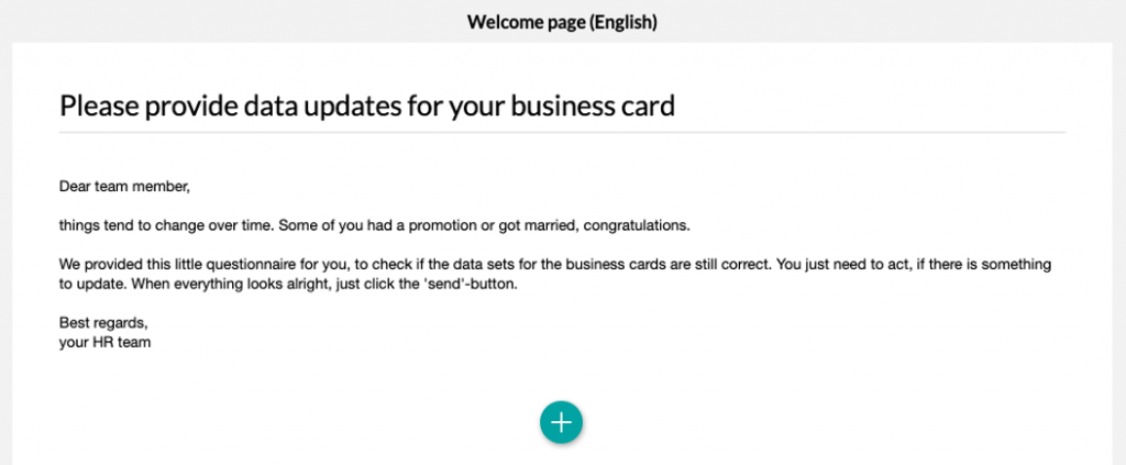 Business card details