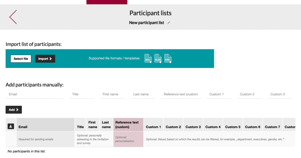 Import participant list