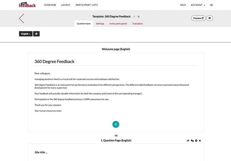 welcome page 360 degree feedback survey