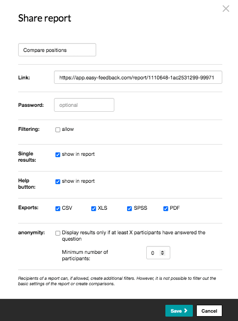 Share report of your survey results
