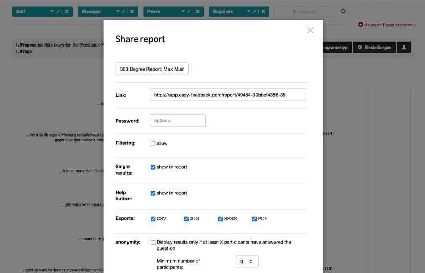 Share the 360 Degree Feedback Report