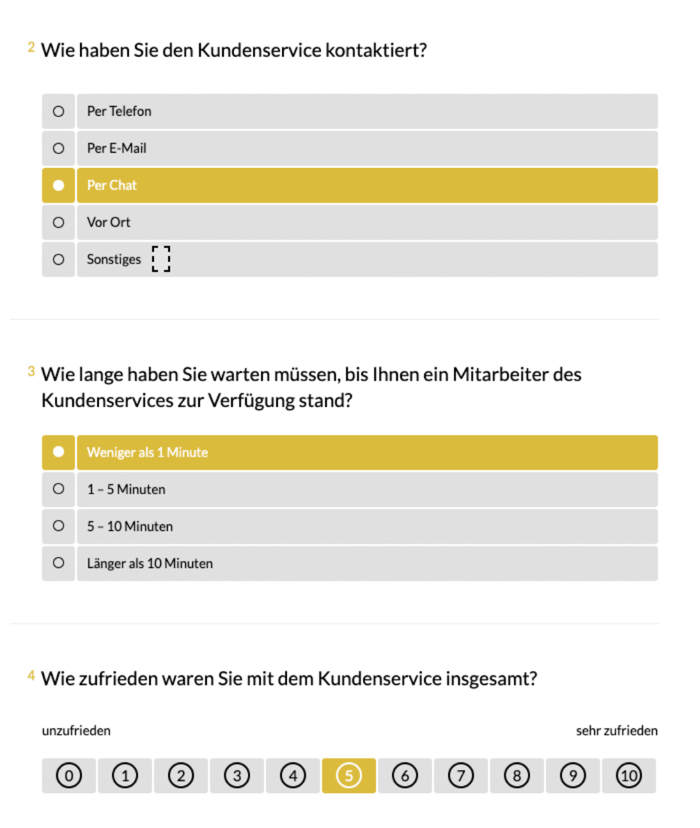 Umfrage zum Kundenservice