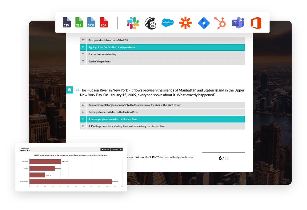 Show the quiz or test results