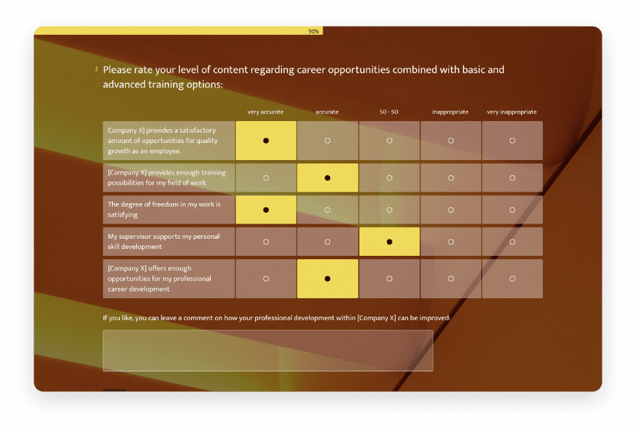 Survey to measure employee satisfaction