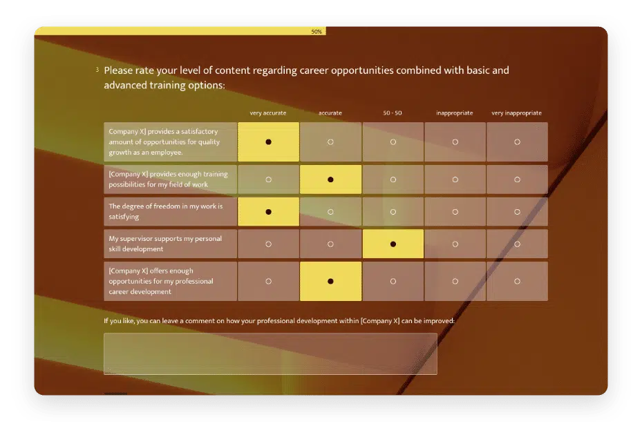 Survey to measure employee satisfaction