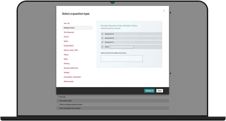 Add questions and content to your survey