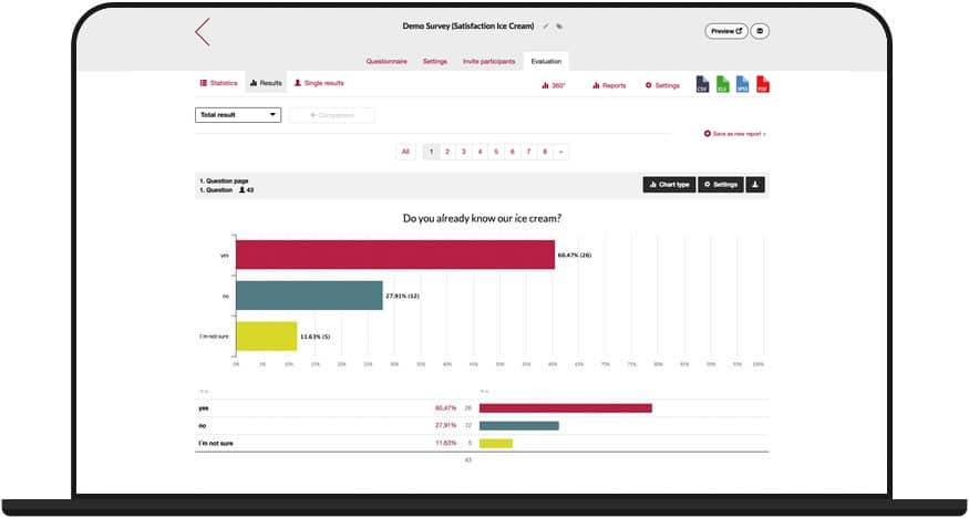 Evaluate and export the results of your survey