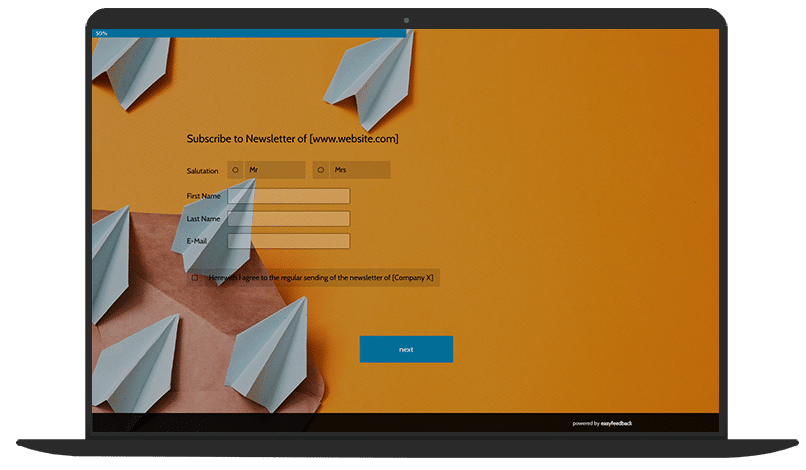 Questionnaire template newsletter registration form