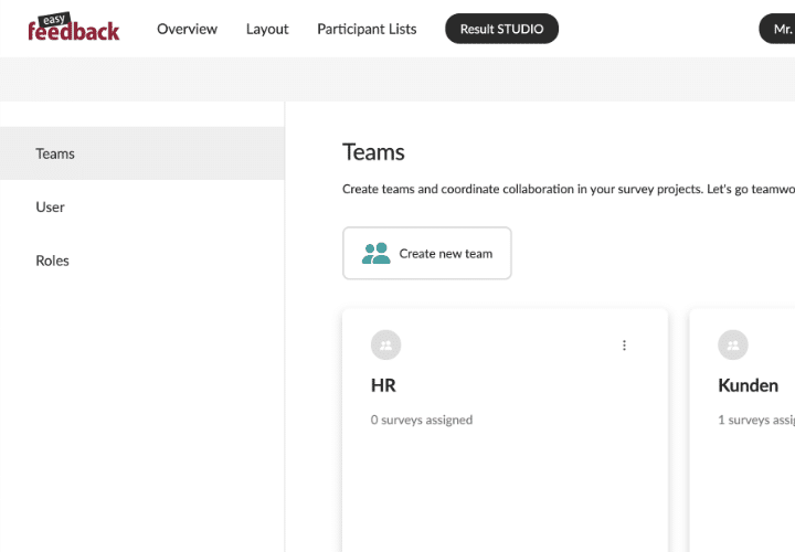 Survey tool - user management