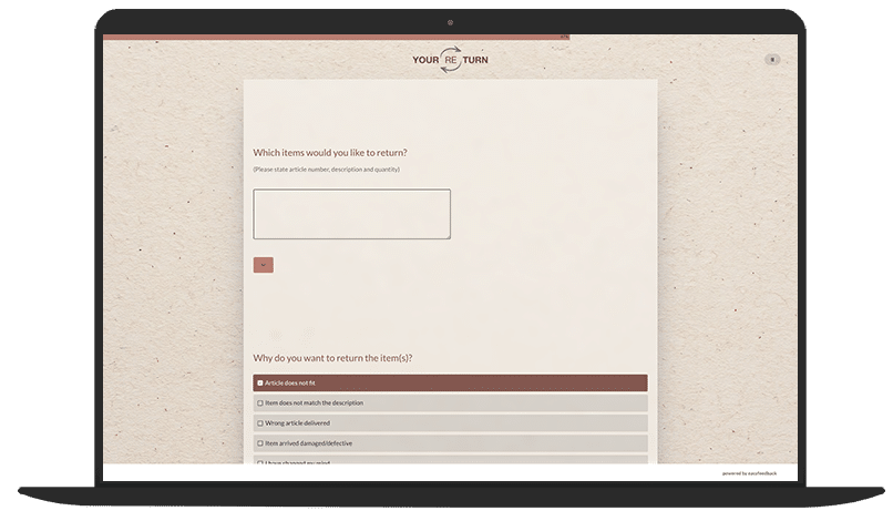 Return Form Questionnaire Template