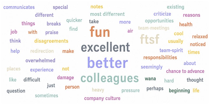 Topic areas in a word cloud